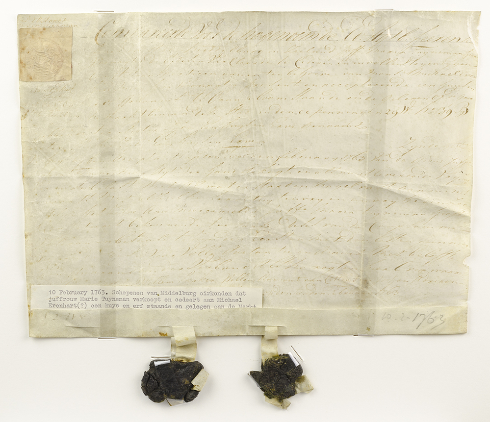 Akte verkoop huis en erf, 1763